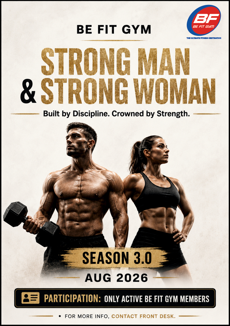 STRONG MAN & STRONG WOMAN 2026 event at BE FIT GYM