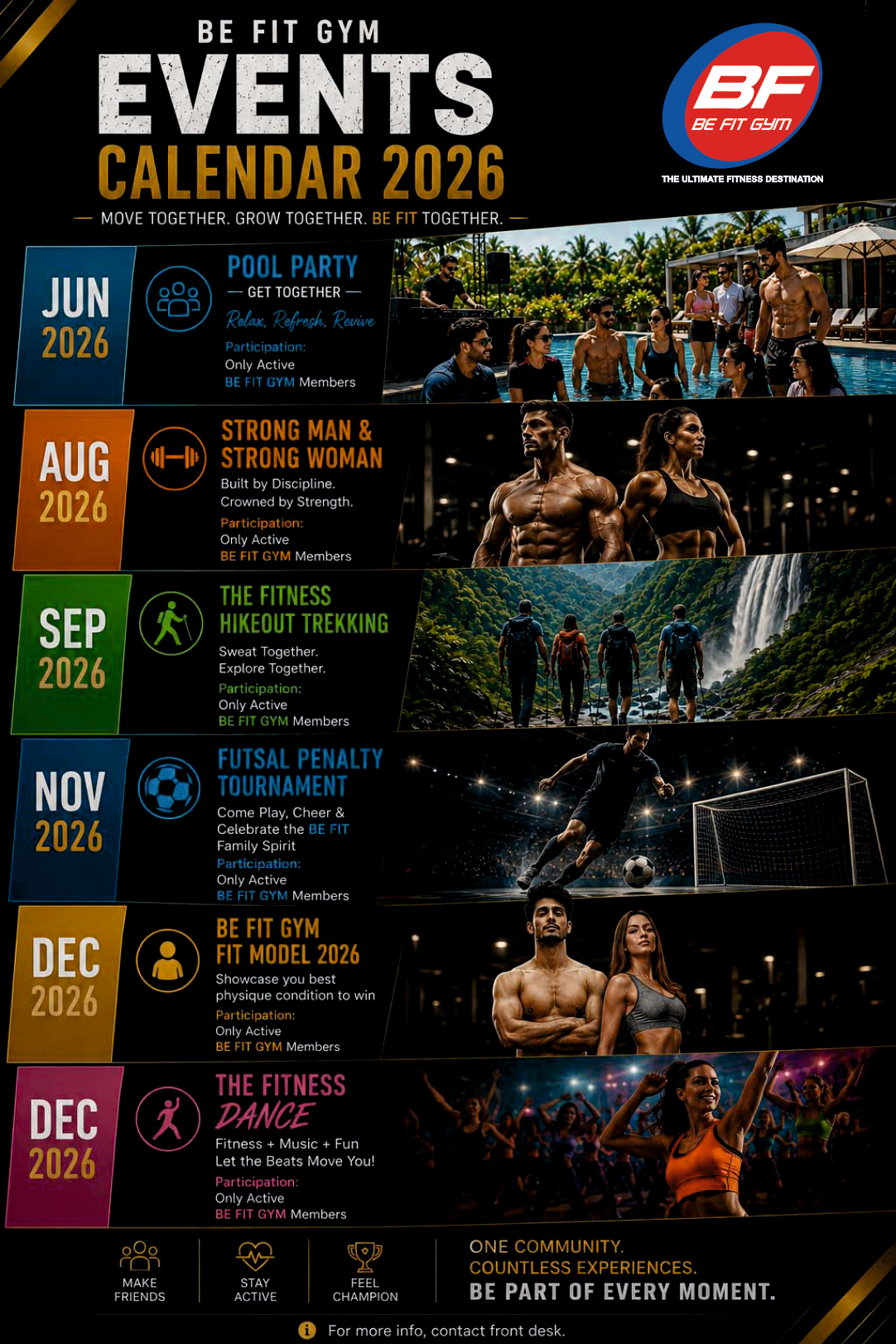 EVENT CALENDAR event at BE FIT GYM